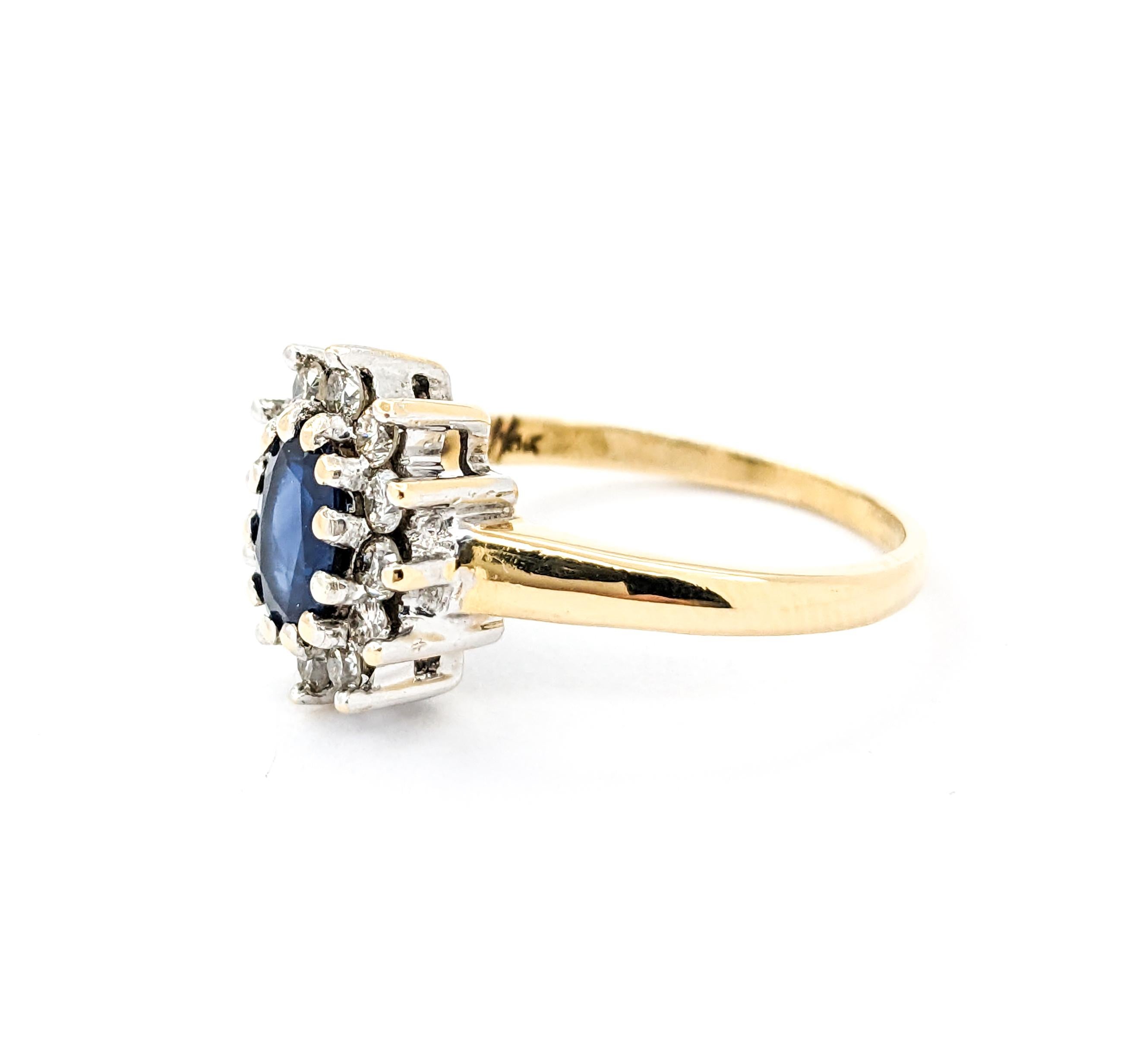 1.25ct Blue Sapphire & Diamond Ring In Yellow Gold 3