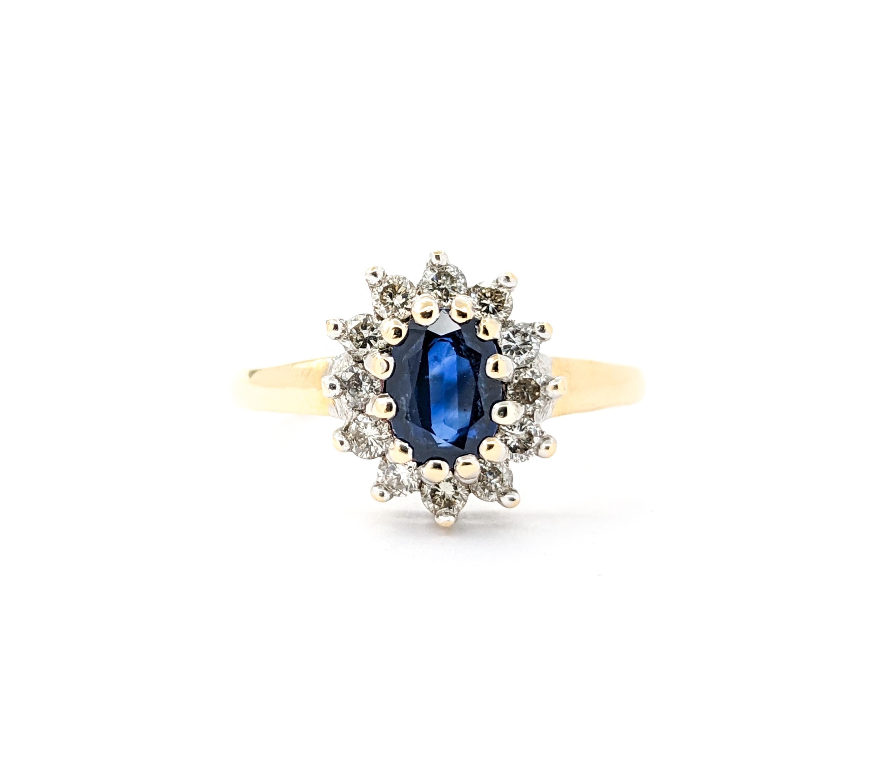 1.25ct Blue Sapphire & Diamond Ring In Yellow Gold 4