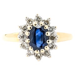 Anello con zaffiro blu e diamante da 1,25 ct in oro giallo