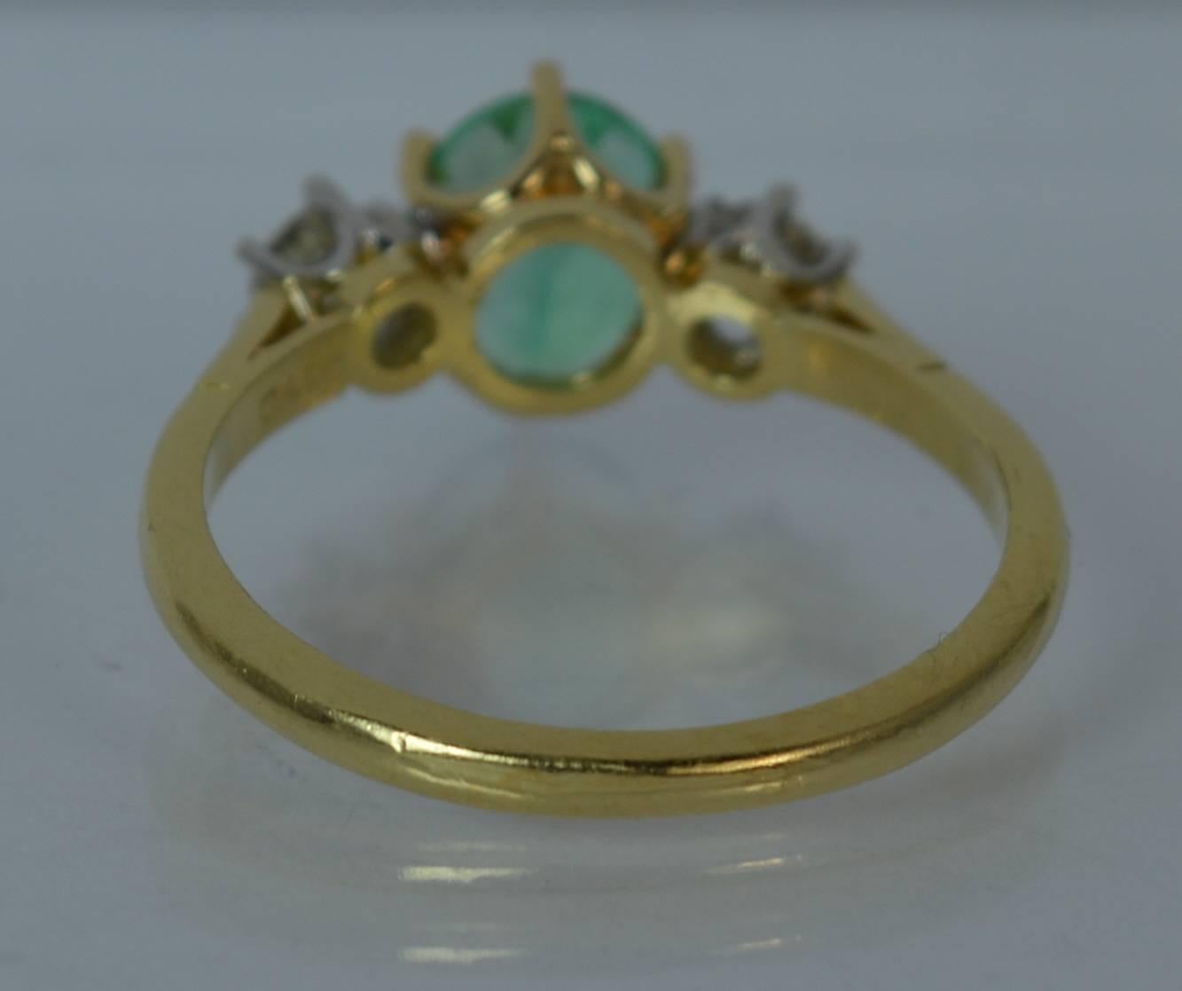1.25 Carat Columbian Emerald and VS Diamond 18 Carat Gold Trilogy Ring 1