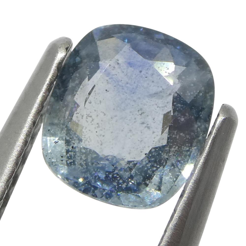 Brilliant Cut 1.25ct Cushion Blue Sapphire from Tanzania For Sale