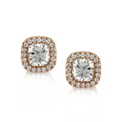 1.25ct Cushion Cut Diamond Stud Earrings in 18k Rose Gold