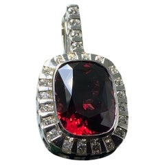 12.5ct Cushion Cut Rhodolite Garnet, 18K Gold, Diamond Pendant. Valued at $8500!