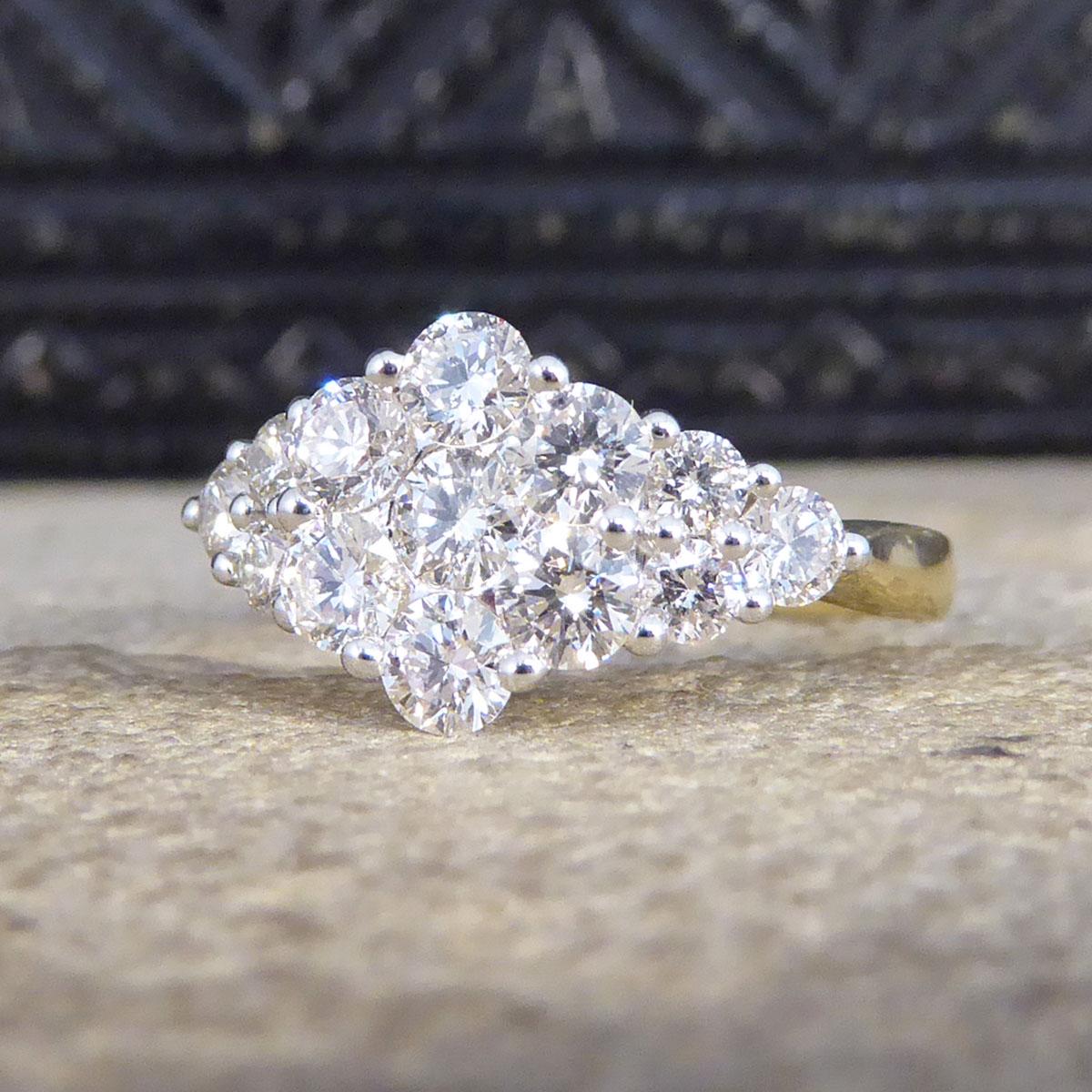 boat shaped diamond cluster ring