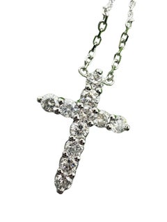 1.25ct Diamond cross 14KT gold chain is 18"