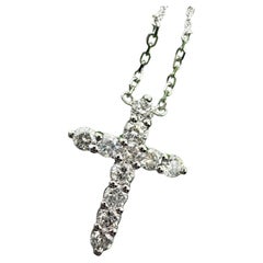 1.25ct Diamond cross 14KT gold chain is 18"