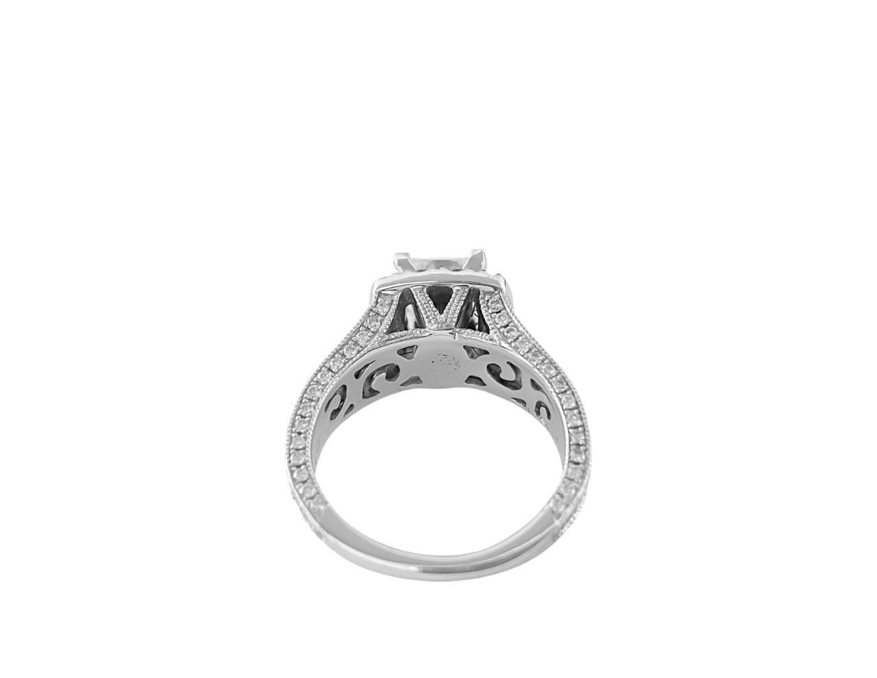 Princess Cut 1.25ct Diamond Engagement Ring in 14k White Gold For Sale