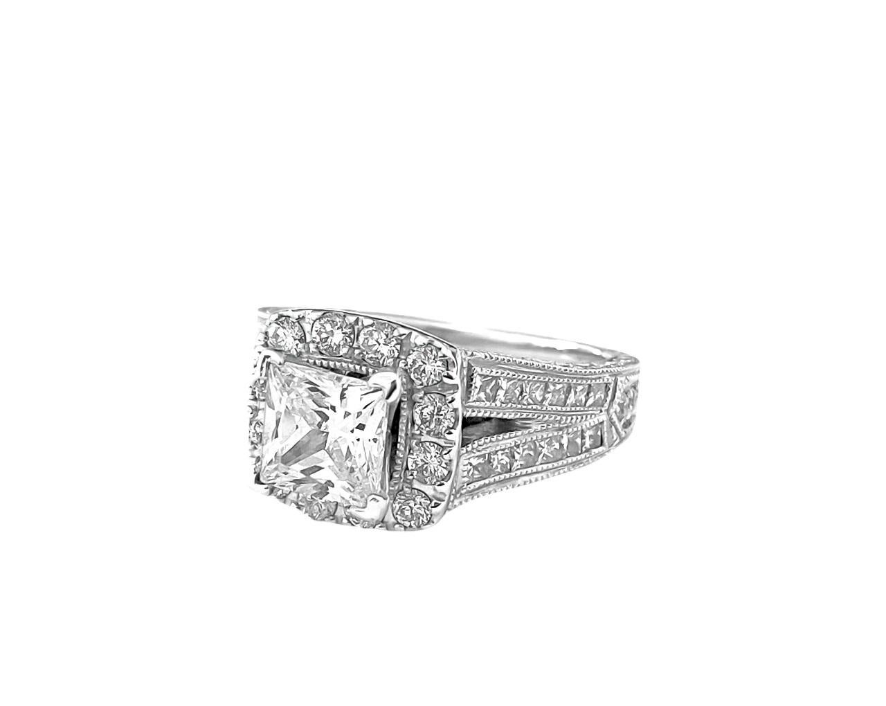 Women's 1.25ct Diamond Engagement Ring in 14k White Gold For Sale