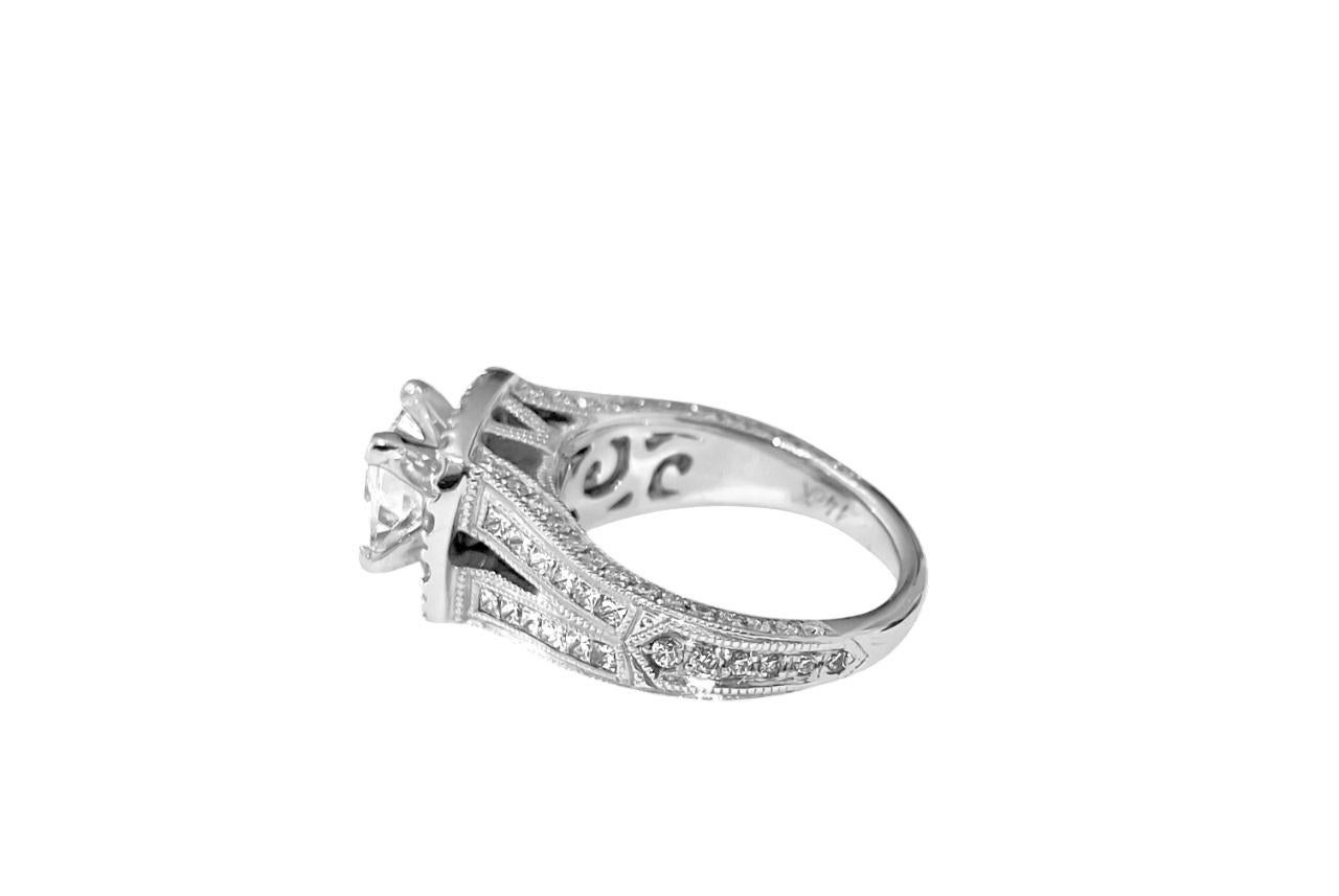 1.25ct Diamond Engagement Ring in 14k White Gold For Sale 1
