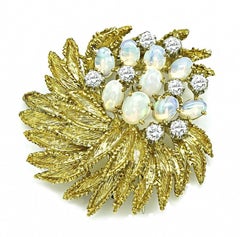 1.25ct Diamond Opal Gold Pin