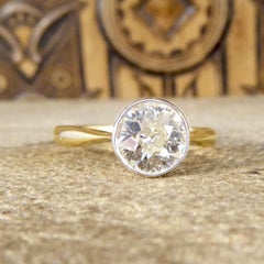 1.25ct Diamond Solitaire Bezel Set Engagement Ring in 18ct Yellow Gold and Plat