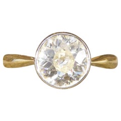 Anello di fidanzamento con solitario di diamanti da 1,25 ct con castone in oro giallo 18 ct e platino
