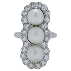 1.25ct Diamonds Ring with Pearls Set in Platinum