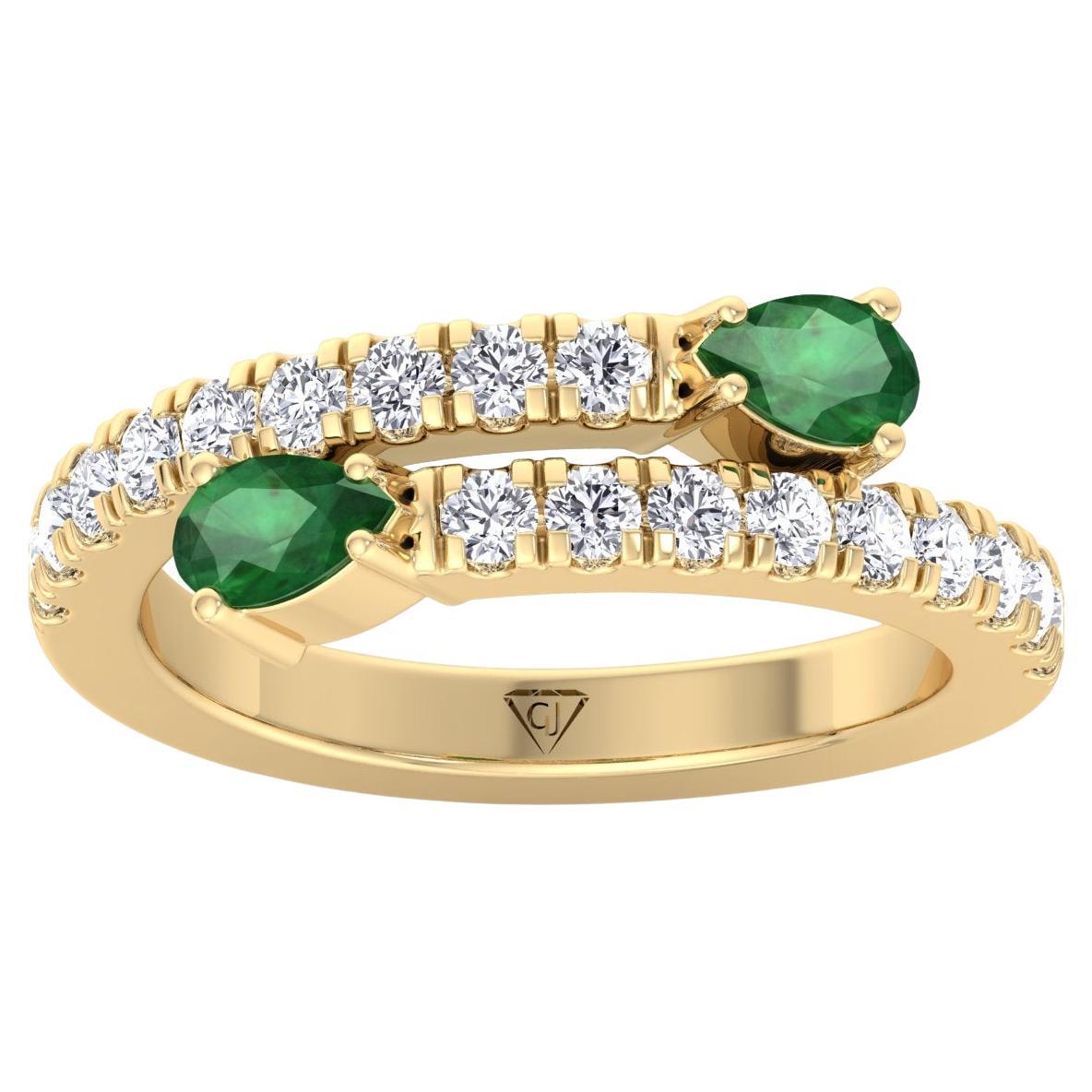 1.25ct Emerald and Diamond Stackable Ring in 18k Yellow Gold by Gem Jewelers Co
