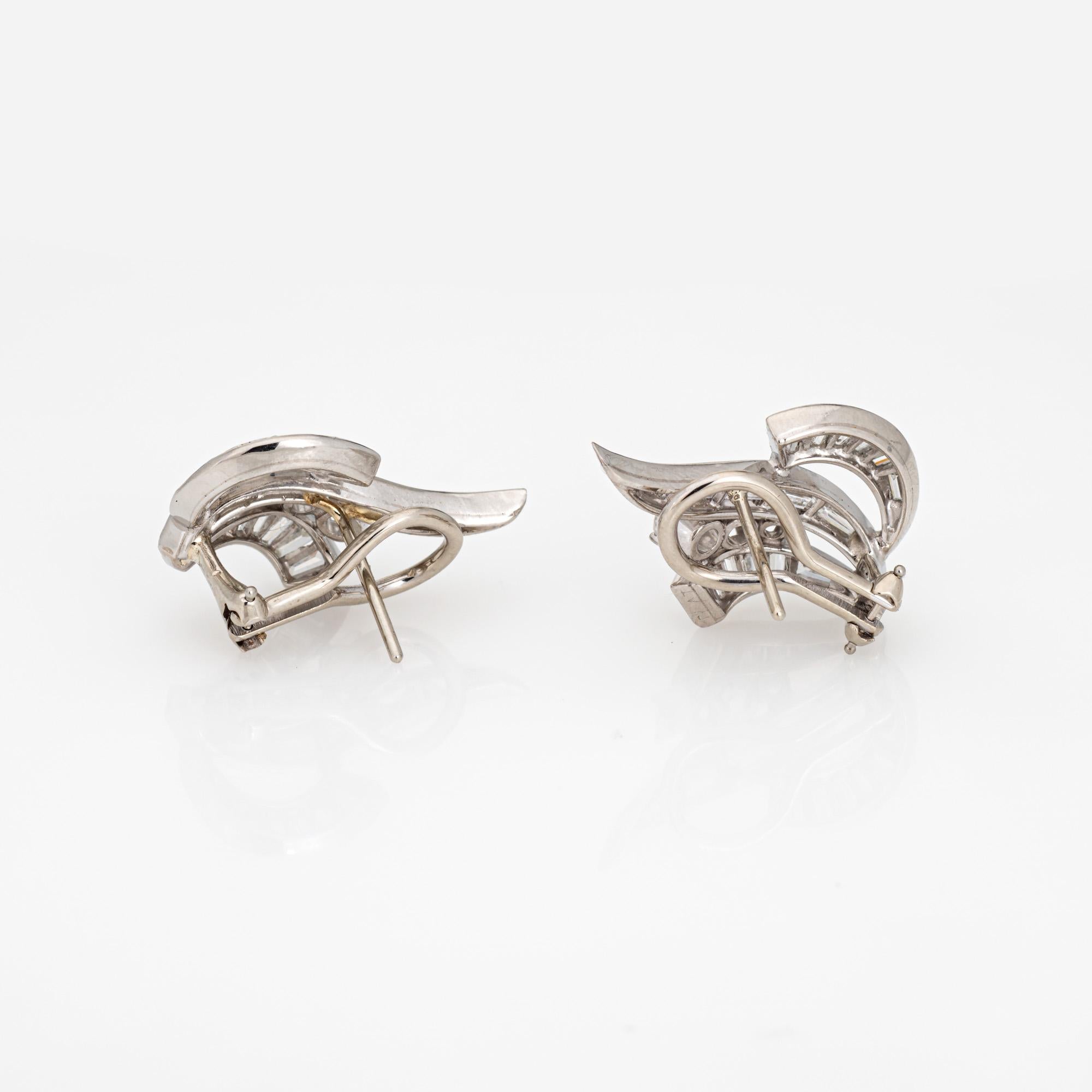 Pendientes de diamantes talla mixta 1,25 ct Platino de mediados de siglo Fine Estate Jewelry Retro en venta