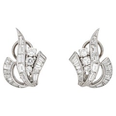 1,25ct Mixed Cut Diamant Ohrringe Mid Century Platinum Fine Estate Jewelry