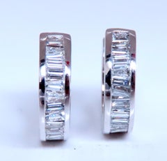 1.25ct Natural Baguette Hoop Earrings Channel 14kt 12487*