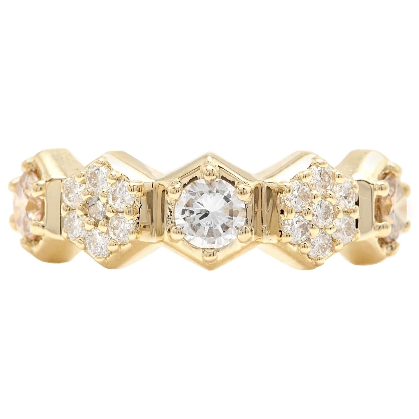 1.25ct Natural Diamond 14k Solid Yellow Gold Band Ring For Sale