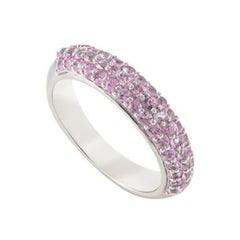 1.25ct Natural Pink Sapphire Thick Band Ring in 18k Solid White Gold