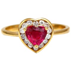 1.25 Carat Natural Ruby Heart Ring 14 Karat Gold