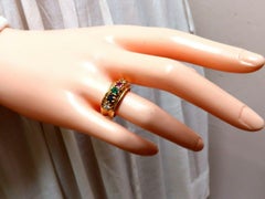 1.25 Carat Natural Sapphire Emerald and Diamond Mothers 5 Ring 14 Karat