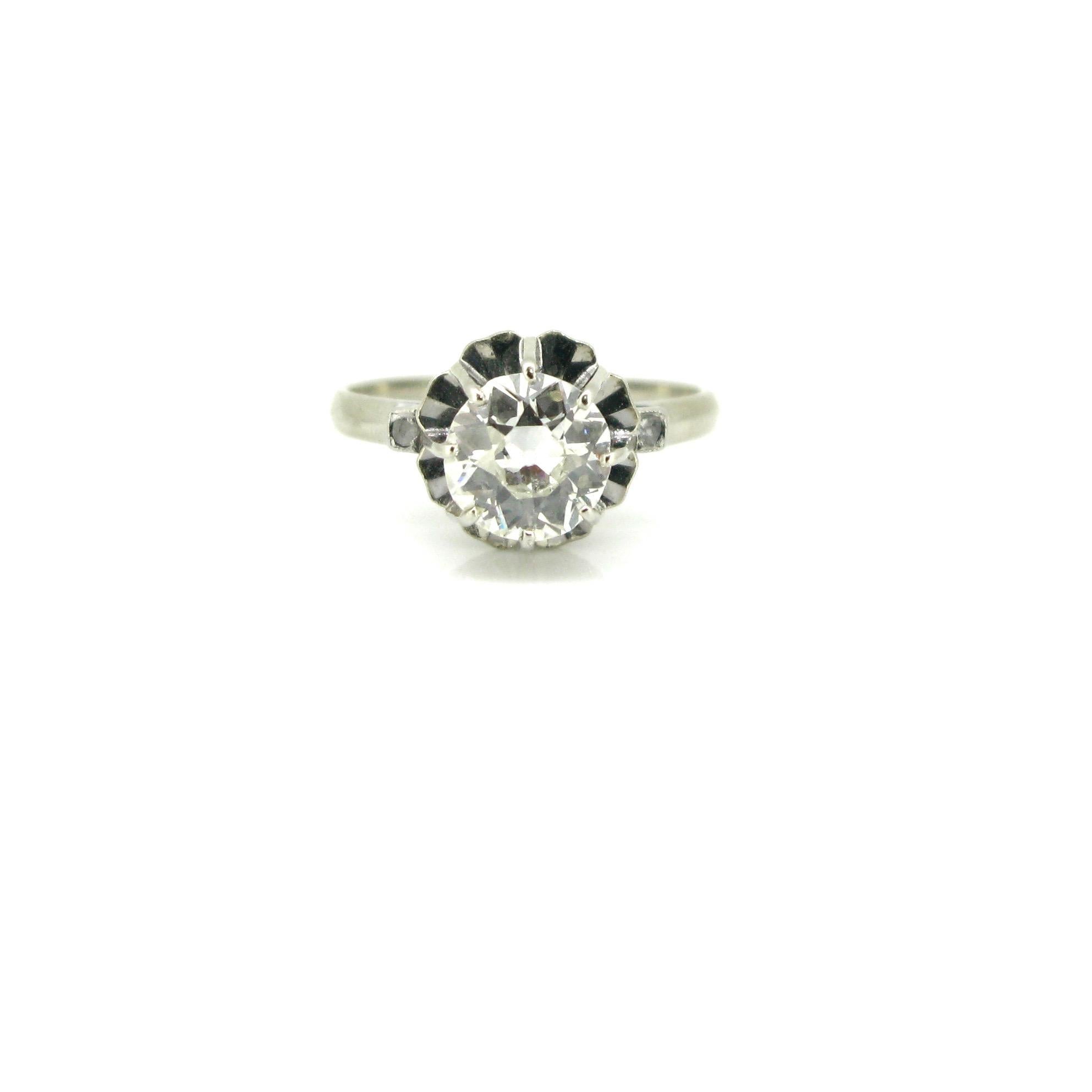 1,25 Karat Diamant Solitär Art Deco Platin Ring mit alteuropäischem Schliff (Art déco) im Angebot