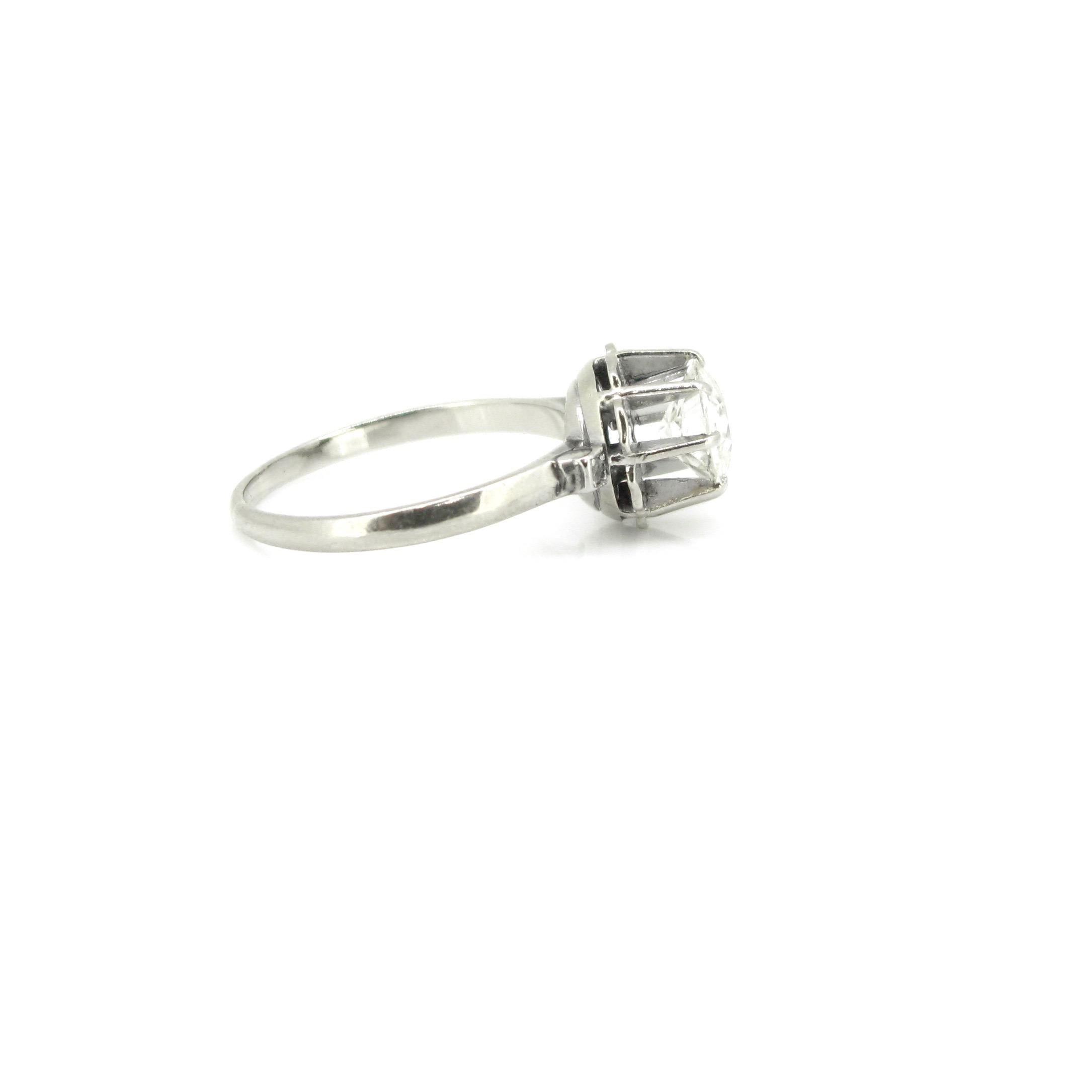 1,25 Karat Diamant Solitär Art Deco Platin Ring mit alteuropäischem Schliff (Alteuropäischer Schliff) im Angebot