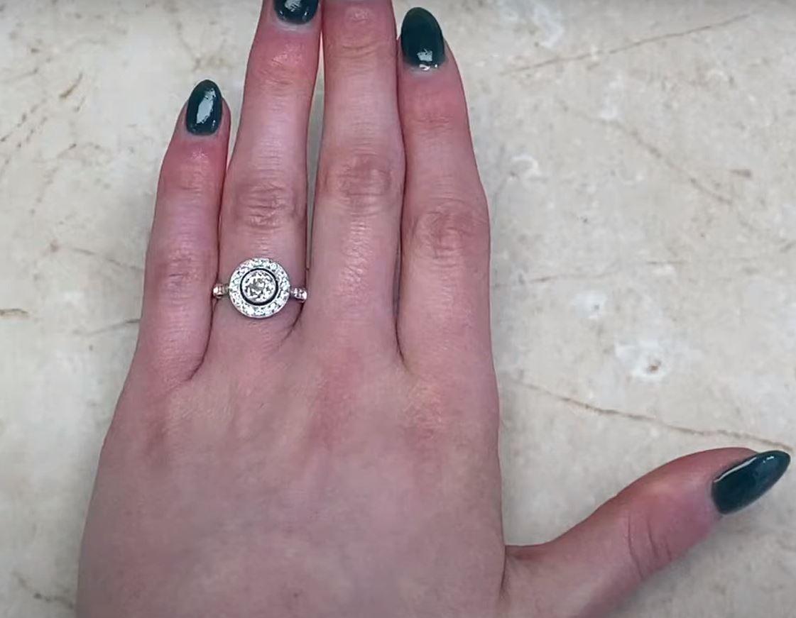 1.25ct Old Mine Cut Antique Diamond Engagement Ring, Diamond Halo, Platinum For Sale 4