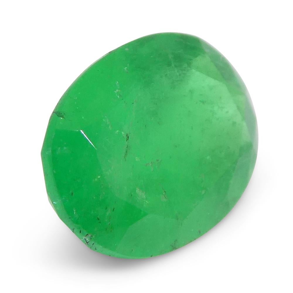 Women's or Men's 1.25ct Oval Green Emerald from Colombia For Sale