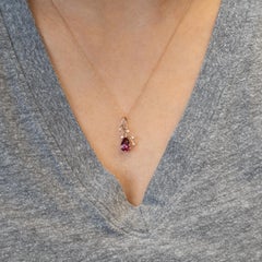 1.25ct Pink Tourmaline Pendant with Earth Mined Diamonds Accents: Solid 14K Gold