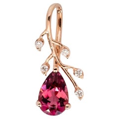 1.25ct Pink Tourmaline Pendant with Earth Mined Diamonds Accents: Solid 14K Gold