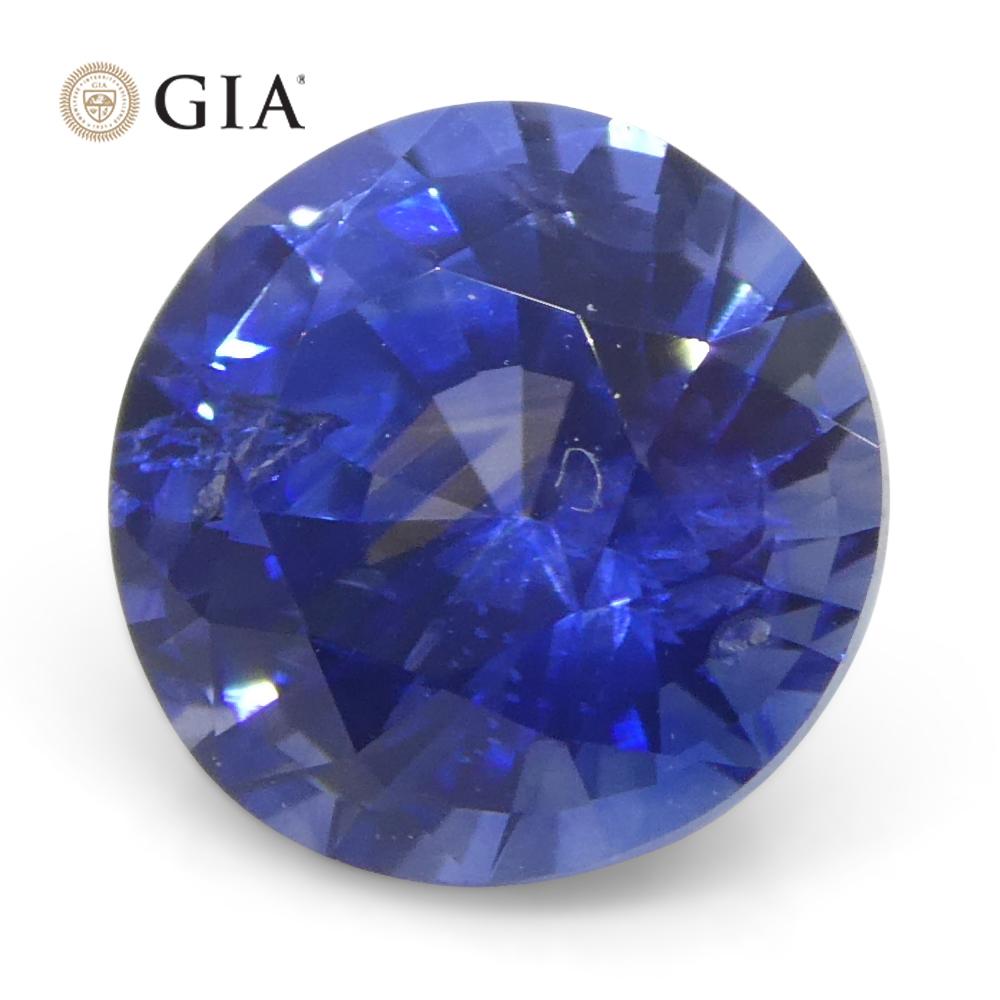 Saphir bleu rond de 1.25 carat certifié GIA, Sri Lanka   en vente 6