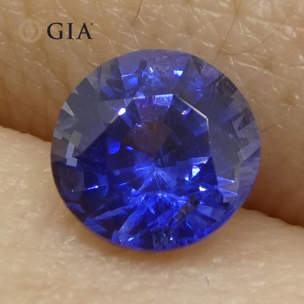 Saphir bleu rond de 1.25 carat certifié GIA, Sri Lanka   en vente 7