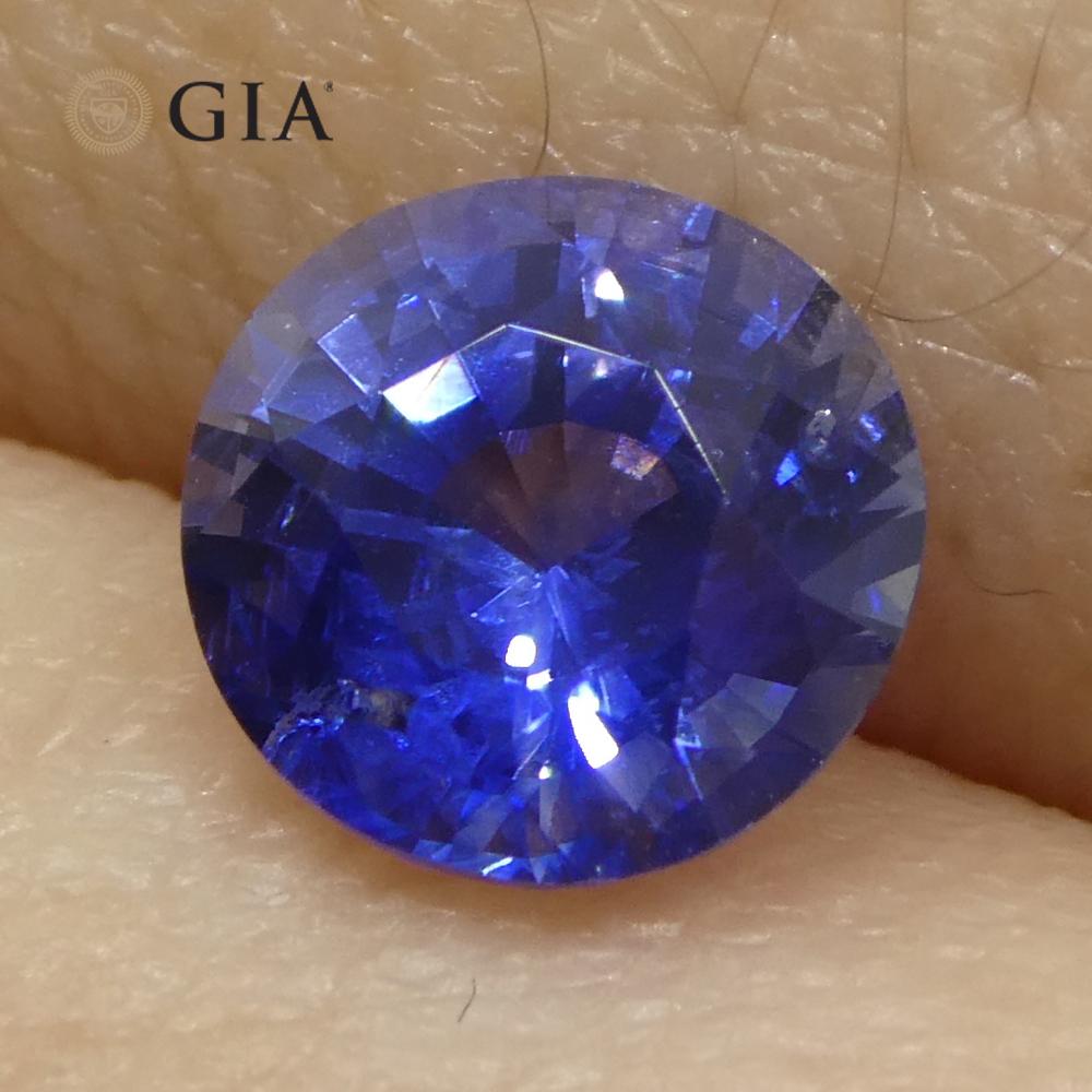 Saphir bleu rond de 1.25 carat certifié GIA, Sri Lanka   en vente 8