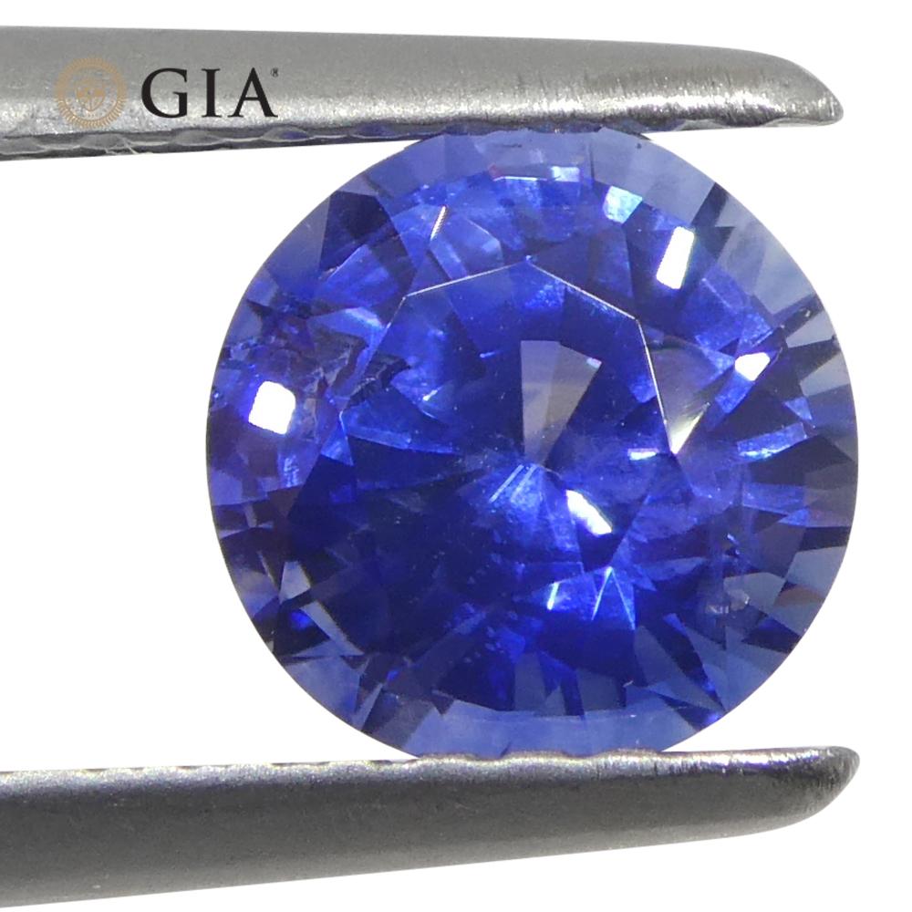 Saphir bleu rond de 1.25 carat certifié GIA, Sri Lanka   Neuf - En vente à Toronto, Ontario