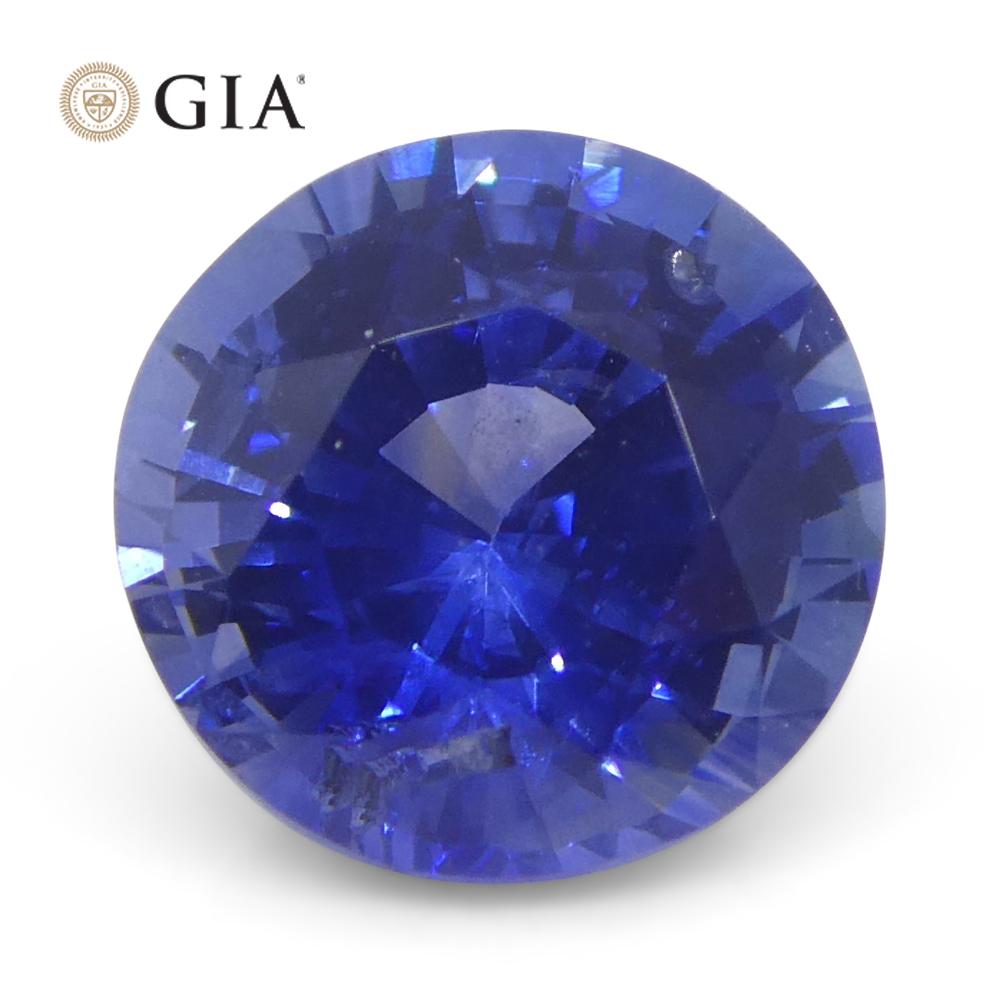 Saphir bleu rond de 1.25 carat certifié GIA, Sri Lanka   Unisexe en vente