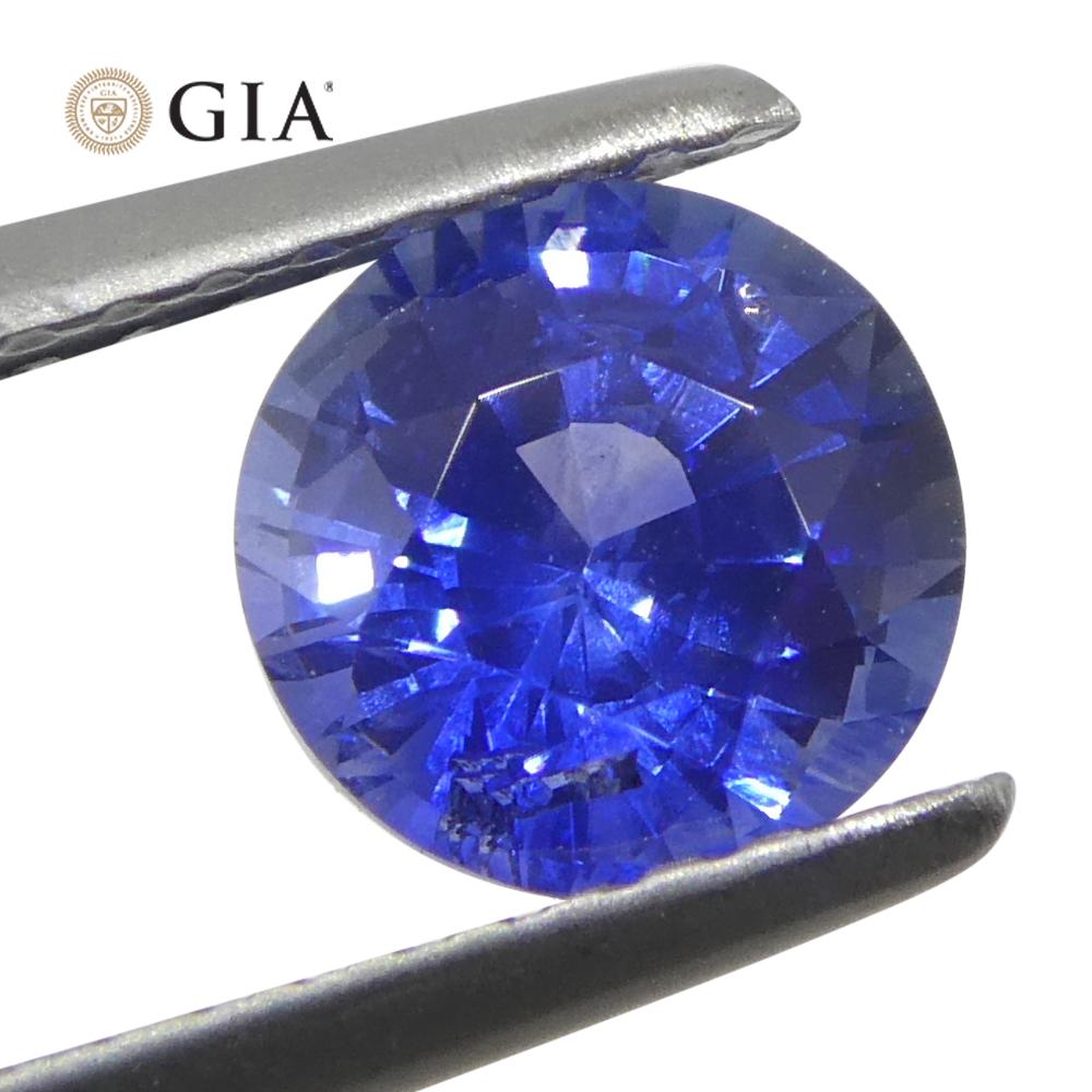Saphir bleu rond de 1.25 carat certifié GIA, Sri Lanka   en vente 1