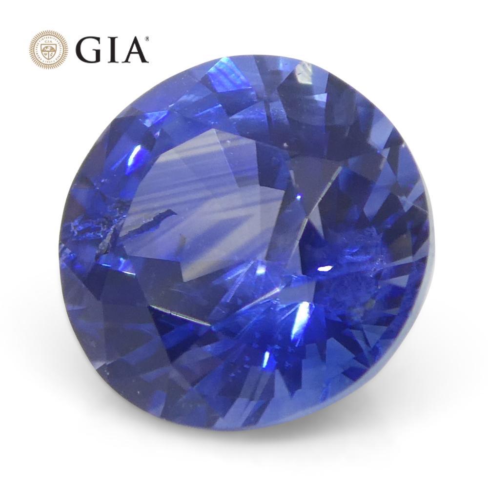 Saphir bleu rond de 1.25 carat certifié GIA, Sri Lanka   en vente 3