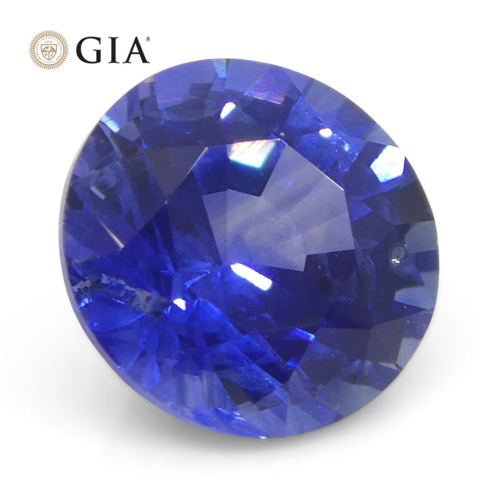 Saphir bleu rond de 1.25 carat certifié GIA, Sri Lanka   en vente 4