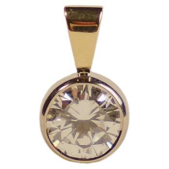 1.25ct Round Brilliant Diamond Pendant in 18kt White & Yellow Gold For Sale