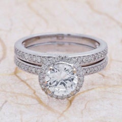 1.25ct Round Cut Moissanite Bridal Ring Set in 14K White Gold