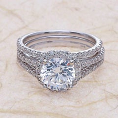 1.25ct Round Cut Moissanite Bridal Ring Set in 14K White Gold