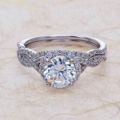 1.25ct Round Cut Moissanite Bridal Ring Set in 14K White Gold