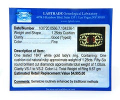 1.25ct Ruby and 1.00ctw Diamond Fleur De Lis Ring in 18K White Gold