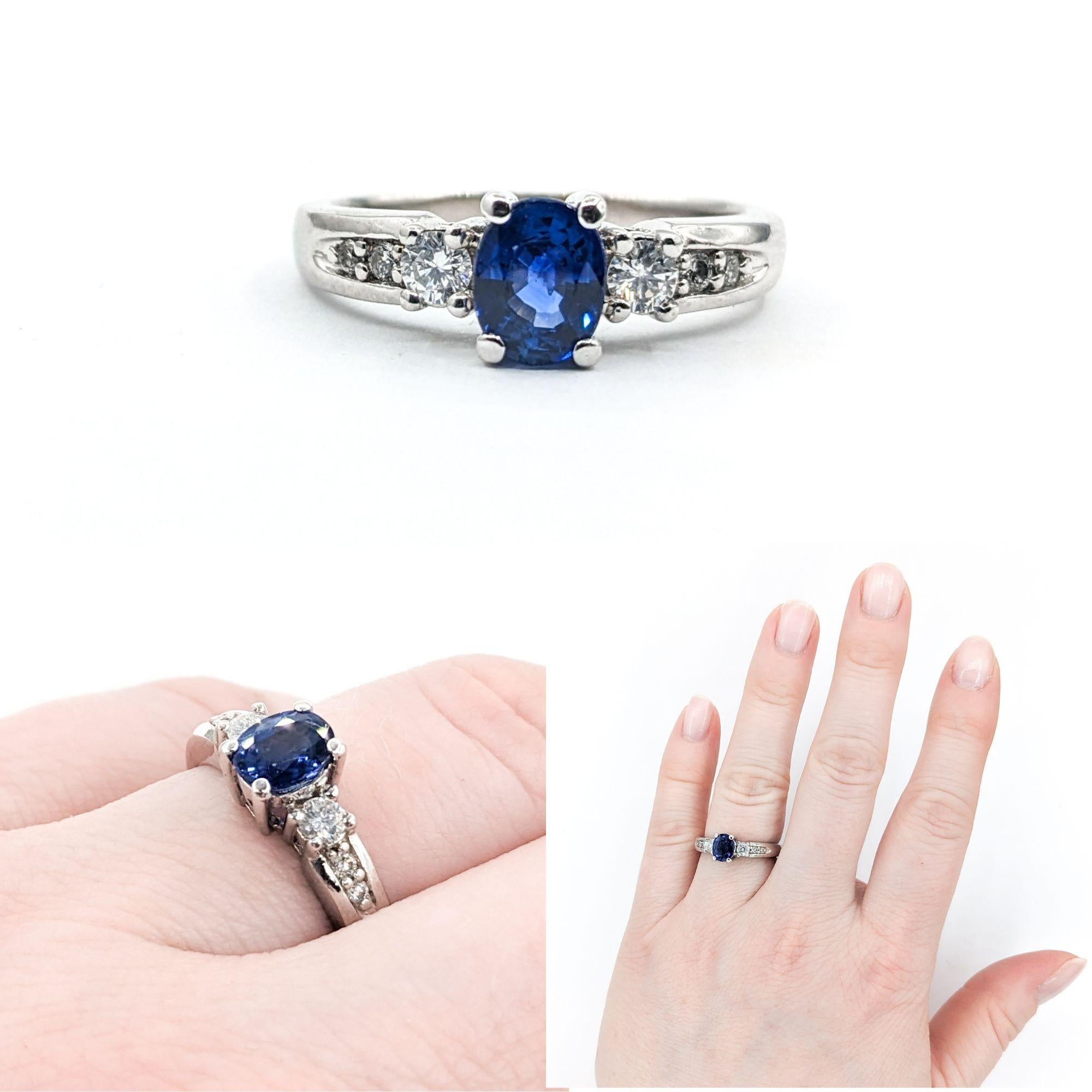 1.25ct Sapphire & Diamond Engagement Ring In White Gold

Introducing a stunning Gemstone Engagement Ring, beautifully crafted in 14k White Gold. This ring is a symbol of elegance, featuring a magnificent 1.25ct Sapphire centerpiece, surrounded by