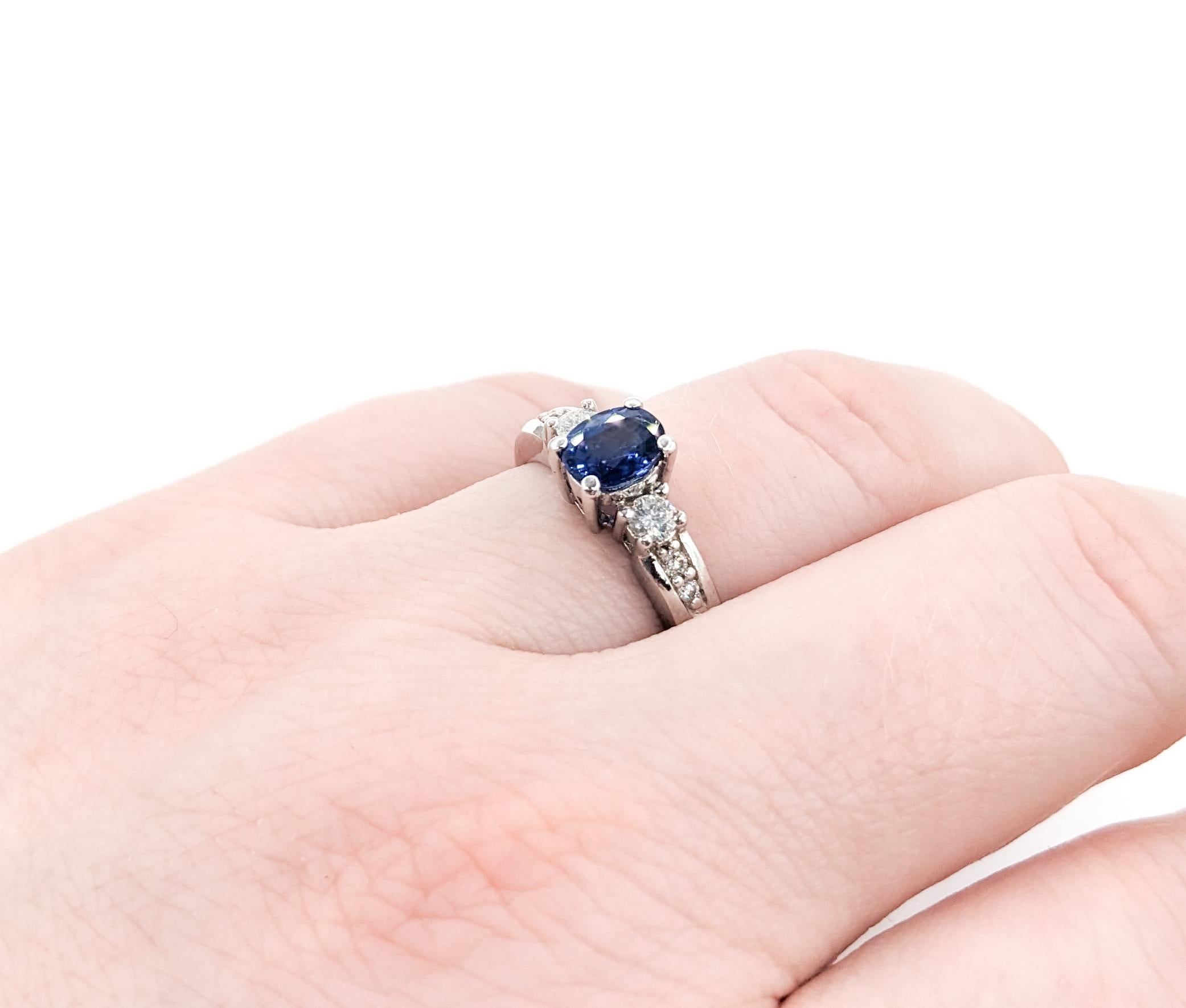 1.25ct Sapphire & Diamond Engagement Ring In White Gold For Sale 3