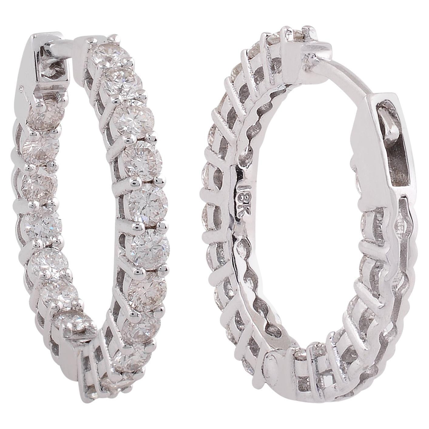 1.25ct SI Clarity HI Color Diamond Inside-Out Hoop Earrings 18 Karat White Gold