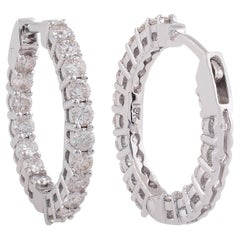 1,25 ct SI Claridad HI Color Diamante Pendientes de aro interior-exterior Oro blanco de 18 quilates