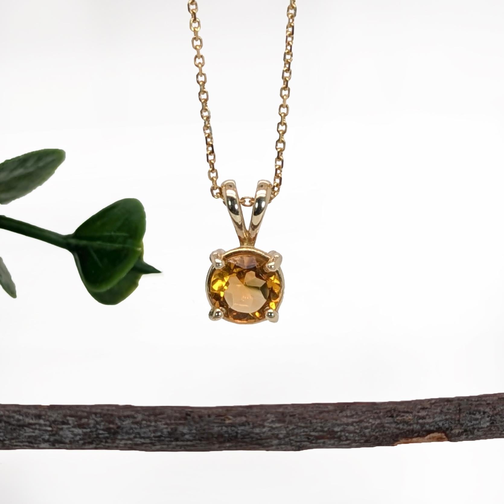 This beautiful solitaire pendant features an oval 1.25ct citrine set in solid 14K yellow gold. This citrine pendant can be a beautiful November birthstone gift for your loved ones!
 **Chain Sold Separately**

Specifications:

Item Type: