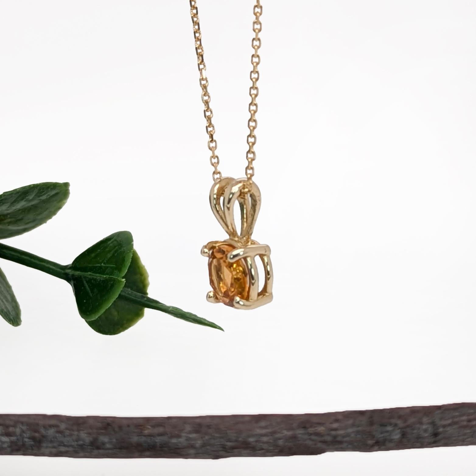 Art Deco 1.25ct Solitaire Citrine Pendant in Solid 14K Yellow Gold  RD 7mm  Rabbit Bail For Sale
